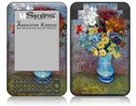 Vincent Van Gogh Flowers In A Blue Vase - Decal Style Skin fits Amazon Kindle 3 Keyboard (with 6 inch display)