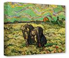 Gallery Wrapped 11x14x1.5  Canvas Art - Vincent Van Gogh Two Peasant Women Digging In Field With Snow