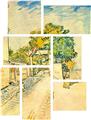 Vincent Van Gogh Entrance To The Moulin De La Galette - 7 Piece Fabric Peel and Stick Wall Skin Art (50x38 inches)