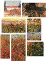 Vincent Van Gogh Flowering Garden - 7 Piece Fabric Peel and Stick Wall Skin Art (50x38 inches)