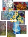 Vincent Van Gogh Flowers In A Blue Vase - 7 Piece Fabric Peel and Stick Wall Skin Art (50x38 inches)