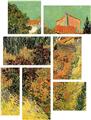 Vincent Van Gogh Garden Behind A House - 7 Piece Fabric Peel and Stick Wall Skin Art (50x38 inches)