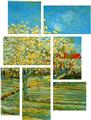 Vincent Van Gogh Orchard - 7 Piece Fabric Peel and Stick Wall Skin Art (50x38 inches)