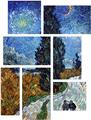 Vincent Van Gogh Van Gogh - Country Road In Provence By Night - 7 Piece Fabric Peel and Stick Wall Skin Art (50x38 inches)