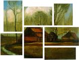 Vincent Van Gogh Among Trees - 7 Piece Fabric Peel and Stick Wall Skin Art (50x38 inches)