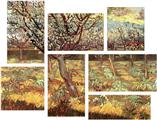Vincent Van Gogh Apricot Trees In Blossom2 - 7 Piece Fabric Peel and Stick Wall Skin Art (50x38 inches)
