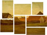 Vincent Van Gogh Farmhouses - 7 Piece Fabric Peel and Stick Wall Skin Art (50x38 inches)