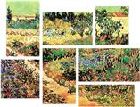 Vincent Van Gogh Flowering Garden With Path - 7 Piece Fabric Peel and Stick Wall Skin Art (50x38 inches)