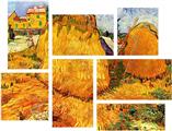 Vincent Van Gogh Haystacks In Provence2 - 7 Piece Fabric Peel and Stick Wall Skin Art (50x38 inches)