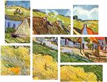 Vincent Van Gogh Huts In Auvers - 7 Piece Fabric Peel and Stick Wall Skin Art (50x38 inches)