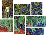 Vincent Van Gogh Irises - 7 Piece Fabric Peel and Stick Wall Skin Art (50x38 inches)