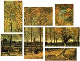 Vincent Van Gogh Lane With Poplars - 7 Piece Fabric Peel and Stick Wall Skin Art (50x38 inches)