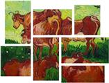 Vincent Van Gogh Les Vaches By Van Gogh - 7 Piece Fabric Peel and Stick Wall Skin Art (50x38 inches)