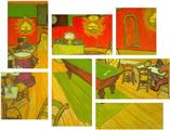 Vincent Van Gogh Night Cafe - 7 Piece Fabric Peel and Stick Wall Skin Art (50x38 inches)