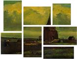 Vincent Van Gogh Old Tower - 7 Piece Fabric Peel and Stick Wall Skin Art (50x38 inches)