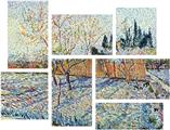Vincent Van Gogh Orchard With Cypress - 7 Piece Fabric Peel and Stick Wall Skin Art (50x38 inches)