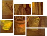 Vincent Van Gogh Paintbrushes - 7 Piece Fabric Peel and Stick Wall Skin Art (50x38 inches)