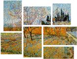 Vincent Van Gogh Peach Trees - 7 Piece Fabric Peel and Stick Wall Skin Art (50x38 inches)
