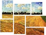 Vincent Van Gogh Ploughed Field - 7 Piece Fabric Peel and Stick Wall Skin Art (50x38 inches)