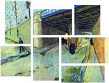 Vincent Van Gogh Railway Bridge On The Road To Tarascon - 7 Piece Fabric Peel and Stick Wall Skin Art (50x38 inches)