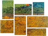 Vincent Van Gogh Rising Moon - 7 Piece Fabric Peel and Stick Wall Skin Art (50x38 inches)