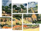 Vincent Van Gogh Shelters In Cordeville - 7 Piece Fabric Peel and Stick Wall Skin Art (50x38 inches)