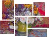 Vincent Van Gogh Still-Life With Roses And Sunflowers - 7 Piece Fabric Peel and Stick Wall Skin Art (50x38 inches)