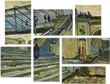 Vincent Van Gogh The Bridge At Trinquetaille - 7 Piece Fabric Peel and Stick Wall Skin Art (50x38 inches)