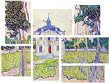 Vincent Van Gogh The Community House In Auvers - 7 Piece Fabric Peel and Stick Wall Skin Art (50x38 inches)