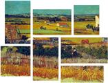 Vincent Van Gogh The Harvest Arles By Vangogh - 7 Piece Fabric Peel and Stick Wall Skin Art (50x38 inches)
