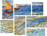 Vincent Van Gogh The Sea At Saintes-Maries - 7 Piece Fabric Peel and Stick Wall Skin Art (50x38 inches)