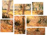 Vincent Van Gogh Trees In A Field On A Sunny Day - 7 Piece Fabric Peel and Stick Wall Skin Art (50x38 inches)
