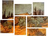 Vincent Van Gogh Wooden Sheds - 7 Piece Fabric Peel and Stick Wall Skin Art (50x38 inches)